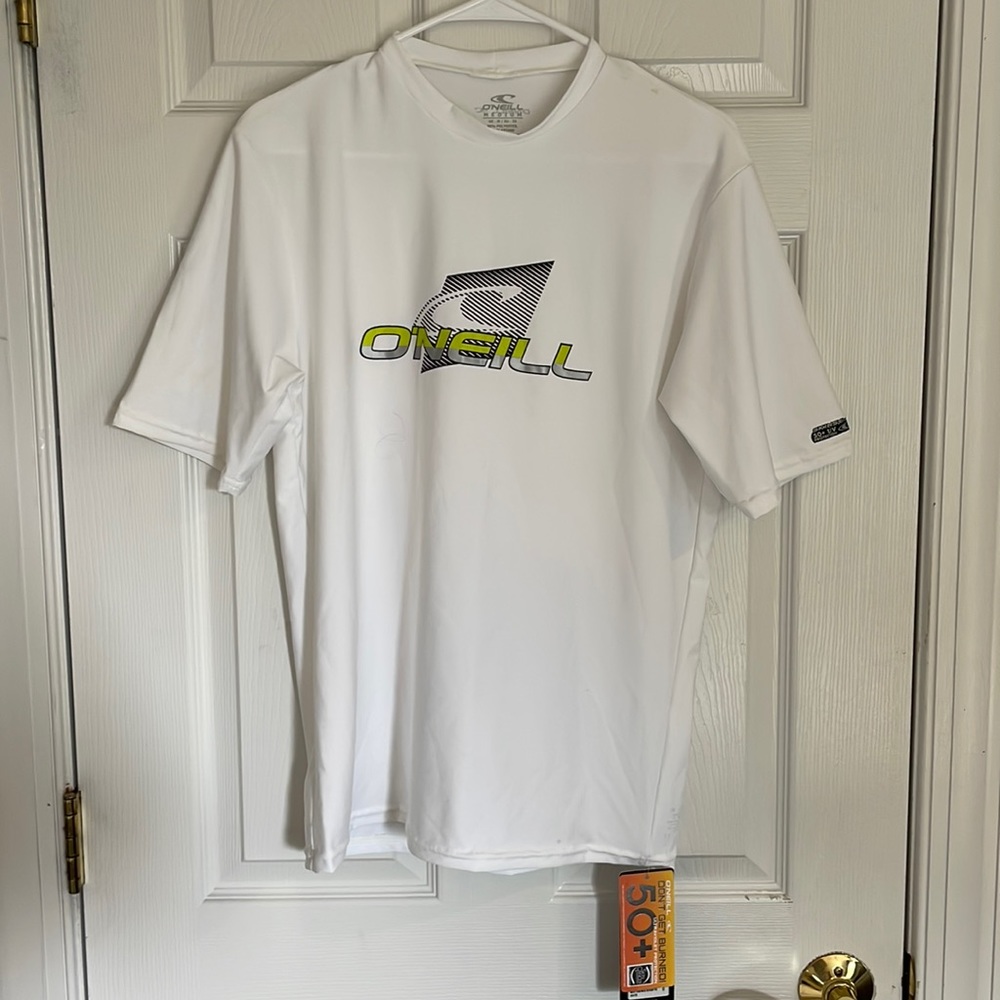 O’Neill Men’s Short-Sleeve Rash Guard UPF 50, White, size M